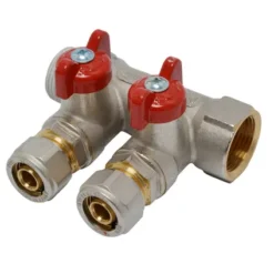 Collecteur Multicouche 2Gr Sanivesk Pex + Robinet à Boisseau Sphérique Rouge 3/4"Fx16mm