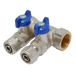 Collecteur Multicouche 2Gr Sanivesk Pex + Robinet à Boisseau Sphérique Bleu 3/4"Fx16mm