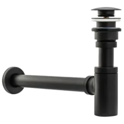 REA Siphon De Vidange Noir + Bouchon De Lavabo Push -Plomberie Équipement Magasin origin 1202