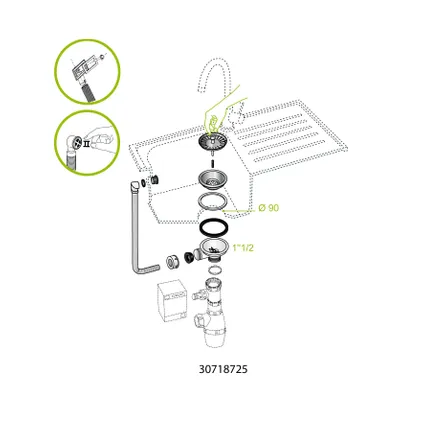 Wirquin Bonde évier 1B Ø90 à Panier 2 Wirquin Bonde évier 1B Ø90 à Panier – Image 2
