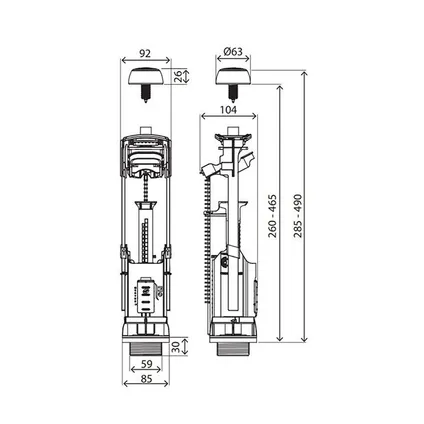 Mécanisme De Chasse AquaVive Dual Flush Universel 2 Mécanisme De Chasse AquaVive Dual Flush Universel – Image 2