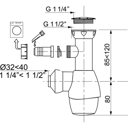 Siphon De Lavabo Wirquin Universel Blanc 2 Siphon De Lavabo Wirquin Universel Blanc – Image 2