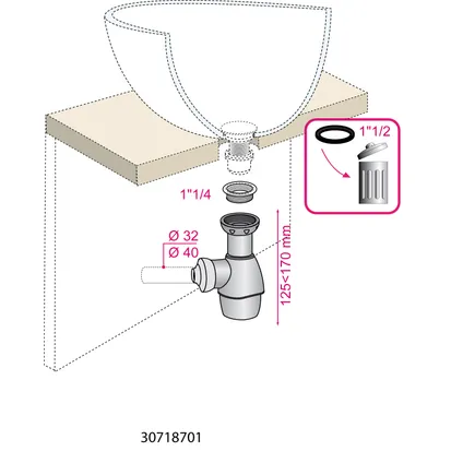 Siphon De Lavabo Wirquin Universel Gris 2 Siphon De Lavabo Wirquin Universel Gris – Image 2