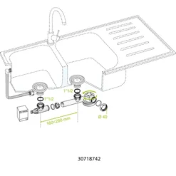 Siphon Pour 2 éviers Wirquin Extra-plat -Plomberie Équipement Magasin origin 1569