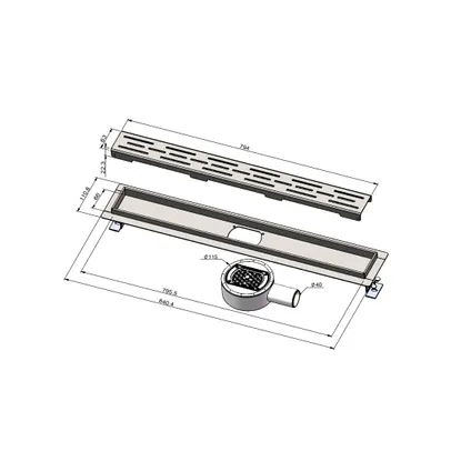 No Name Rigoles De Douche L'Aqua Classic 80cm Acier Inoxydable 2 No Name Rigoles De Douche L'Aqua Classic 80cm Acier Inoxydable – Image 2