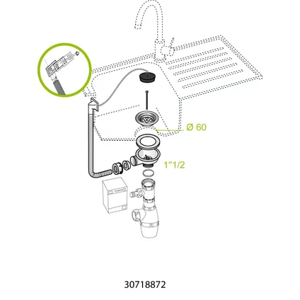 Bonde Pour évier 1 Bac Wirquin Ø60mm + Trop-plein 2 Bonde Pour évier 1 Bac Wirquin Ø60mm + Trop-plein – Image 2