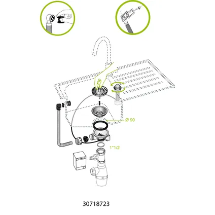 Bonde à Panier Pour évier Wirquin 1B 90mm 2 Bonde à Panier Pour évier Wirquin 1B 90mm – Image 2