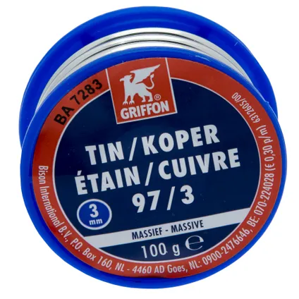 Fil De Soudure Griffon étain/cuivre 97/3 MS 3MM 100gr 1 Fil De Soudure Griffon étain/cuivre 97/3 MS 3MM 100gr