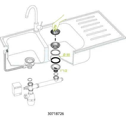 Bonde D’évier Wirquin Ø90mm Sans Trop-plein 2 Bonde D’évier Wirquin Ø90mm Sans Trop-plein – Image 2