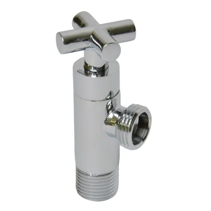 Vanne D'arrêt D'angle Sanivesk Cross Chrome (filetage Mâle X Filetage Mâle) 1/2"x1/2" 1 Vanne D'arrêt D'angle Sanivesk Cross Chrome (filetage Mâle X Filetage Mâle) 1/2"x1/2"