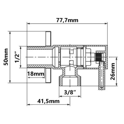 Valvex Valve D'eau 1/2" X 3/8" Inch Couleur Or Fini Laiton Incliné 2 Valvex Valve D'eau 1/2" X 3/8" Inch Couleur Or Fini Laiton Incliné – Image 2