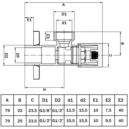 Invena Soupape Pour Coupure D'eau Laiton Or 1/2" X 3/8" 2 Invena Soupape Pour Coupure D'eau Laiton Or 1/2" X 3/8" – Image 2