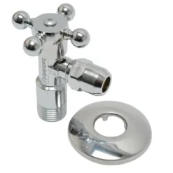 Vanne D'arrêt D'angle Avec Rosace Sanivesk Retro Chrome Filetage Mâle 1/2" X 10mm