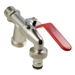 Robinet à Bille Double Avec Levier + Raccord De Tuyau Sanivesk Chrome Mat (filetage Mâle) 1/2"