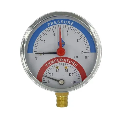 AIM Thermomanomètre 80mm 10 Bar Entrée Latérale 120C° 1/2 "BSP 2 AIM Thermomanomètre 80mm 10 Bar Entrée Latérale 120C° 1/2 "BSP – Image 2