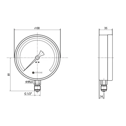 Ottone Manomètre 100mm 6 Bar 1/2"entrée Latérale 2 Ottone Manomètre 100mm 6 Bar 1/2"entrée Latérale – Image 2