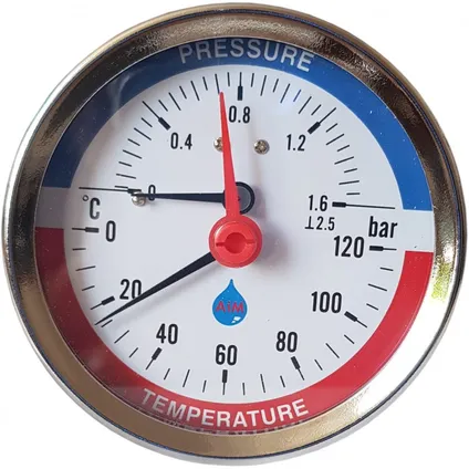 AIM Thermomanomètre 80mm 10 Bar Entrée Arrière 120C° 1/2 "BSP 2 AIM Thermomanomètre 80mm 10 Bar Entrée Arrière 120C° 1/2 "BSP – Image 2